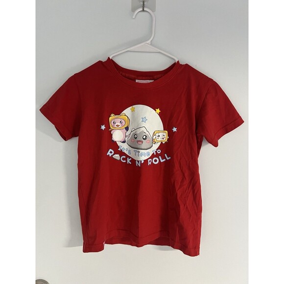 Lankybox Rock N' Roll T-Shirt Size Youth Large Red Short Sleeve Foxy Boxy Rocky - Picture 1 of 4